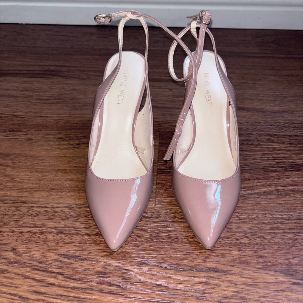 Nine West Blush/Nude Patent Slingback Heels